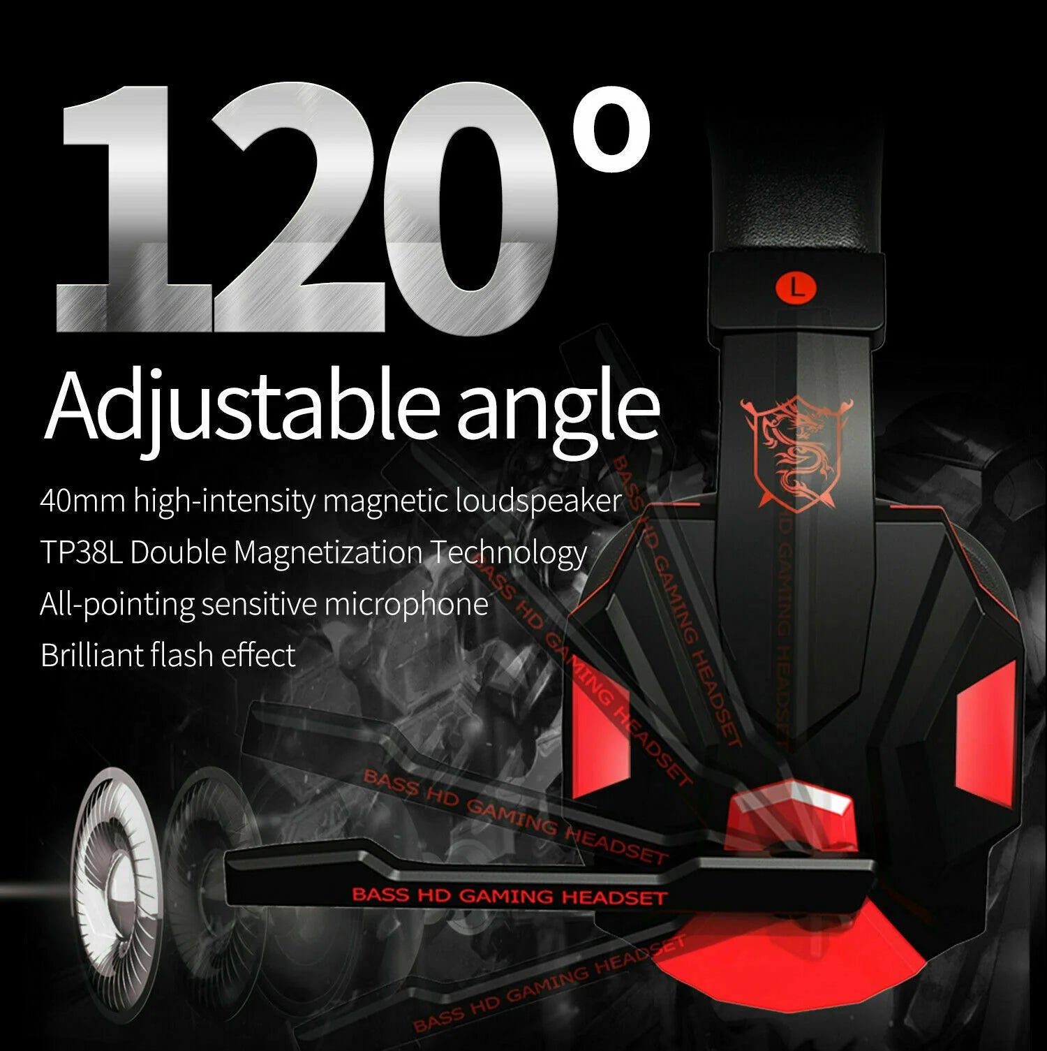 3.5mm Gaming-Headset Mikrophon LED Kopfhörer Stereo Bass Surround Für PC PS4 Xbox One