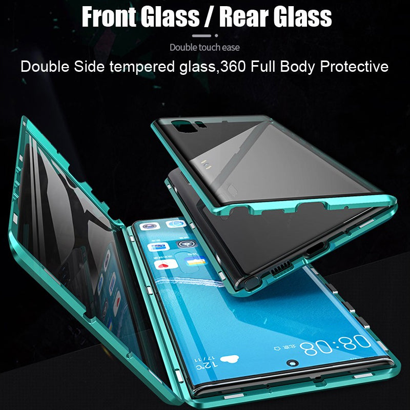 Magnetisches gehärtetes Glas doppelseitige Telefonhülle für Samsung