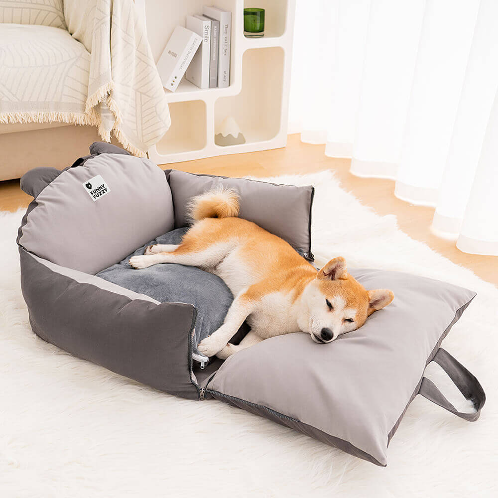 Sicheres Hunde Autobett mit Schutzkissen