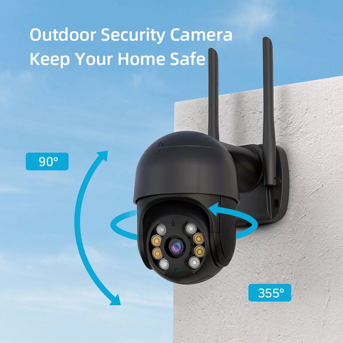 1080P WiFi PTZ Sicherheitskamera: Nachtsicht, Zwei-Wege-Intercom, Fernüberwachung, KI-Alarm, IP66 wasserdicht