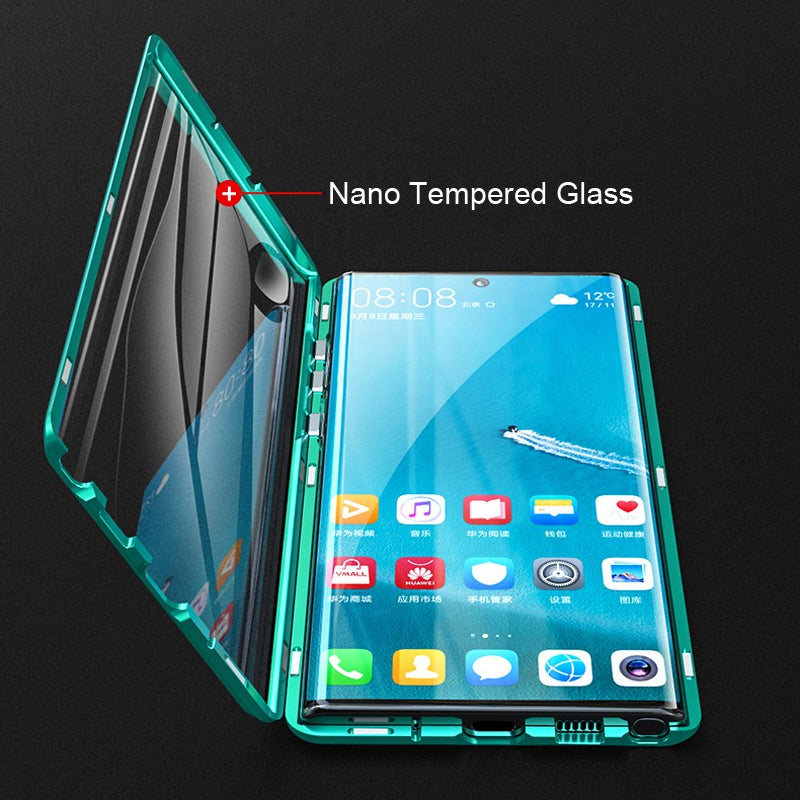 Magnetisches gehärtetes Glas doppelseitige Telefonhülle für Samsung