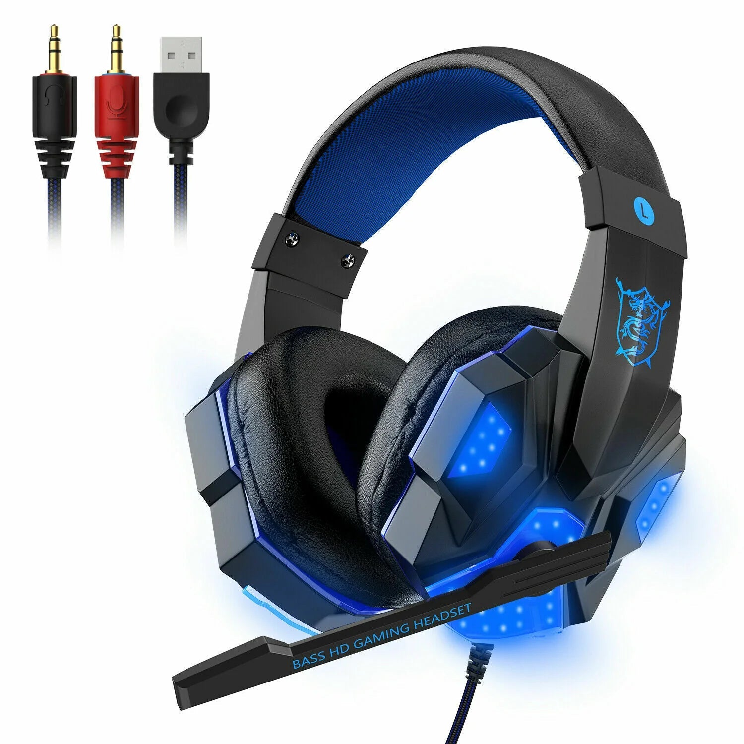 3.5mm Gaming-Headset Mikrophon LED Kopfhörer Stereo Bass Surround Für PC PS4 Xbox One
