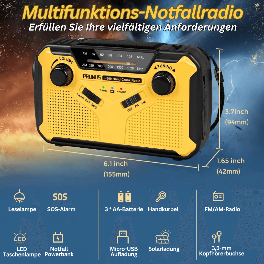 Multifunktions-Notfallradio mit Kurbel & Solar