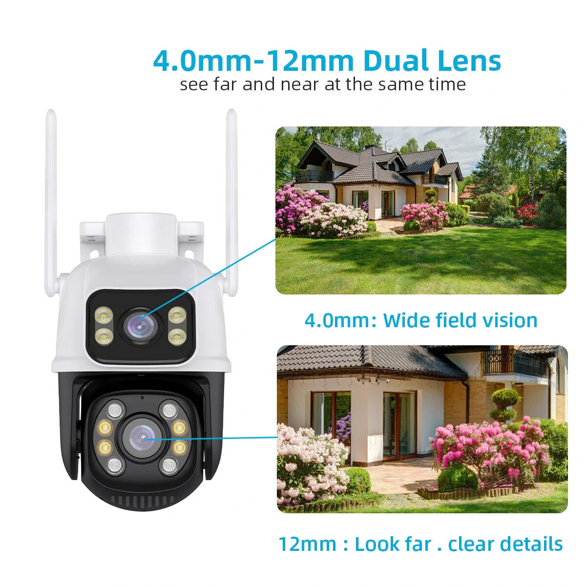 6MP Dual Lens 4K WiFi IP-Kamera, Menschenerkennung, Auto-Tracking, Outdoor-Drahtlos-CCTV, Onvif-kompatibel