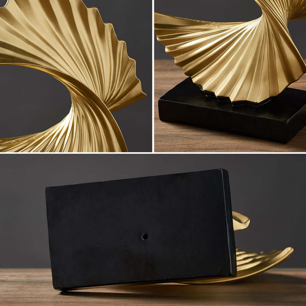 Zelara Skulptur Deko Figur Halbmond Modern Gold Weiß