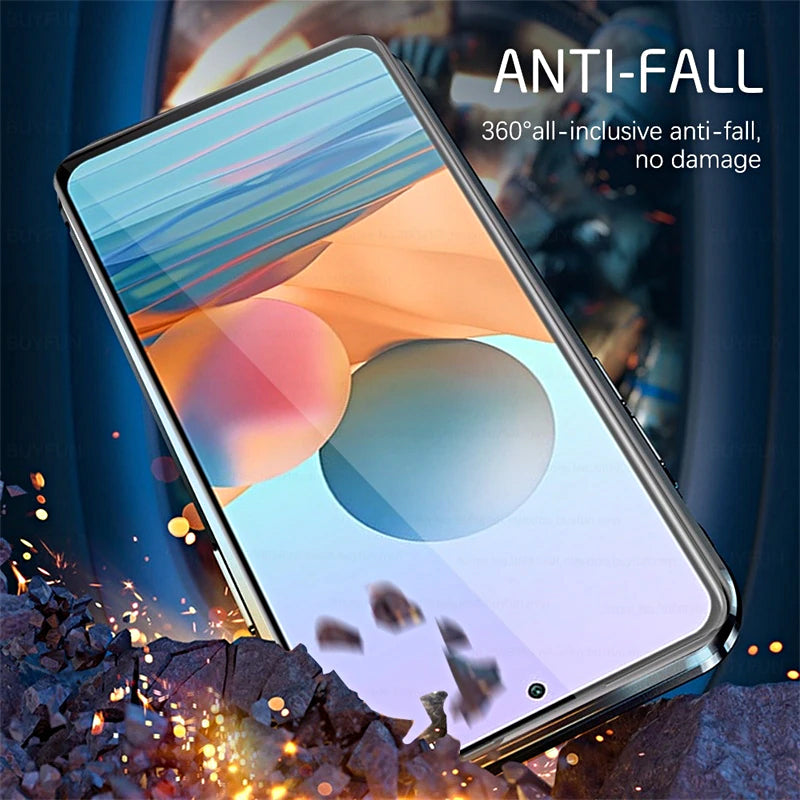Magnetisches gehärtetes Glas doppelseitige Telefonhülle für Samsung