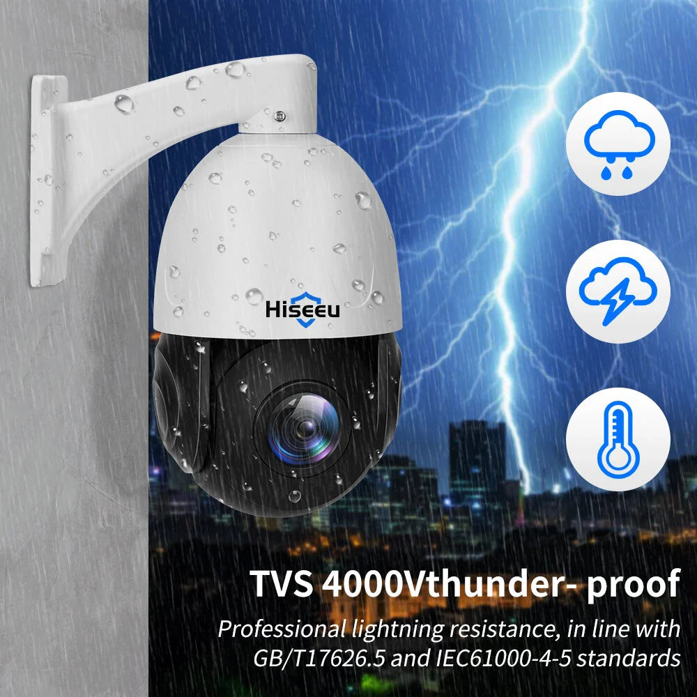 5MP 30X Zoom PTZ POE Außen Sicherheitskamera - Hiseeu wasserdichte CCTV mit 2-Wege Audio & Bewegungserkennung