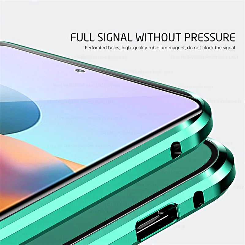 Magnetisches gehärtetes Glas doppelseitige Telefonhülle für Samsung