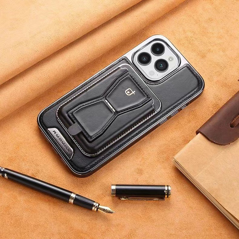 Leder Handyhülle mit magnetischem Kartenhalter und Ständer