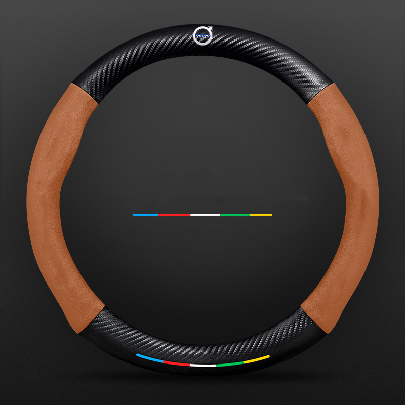 Anti-Rutsch 3D Prägung Kohlefaser Leder Auto Lenkradbezug Universelle Passform