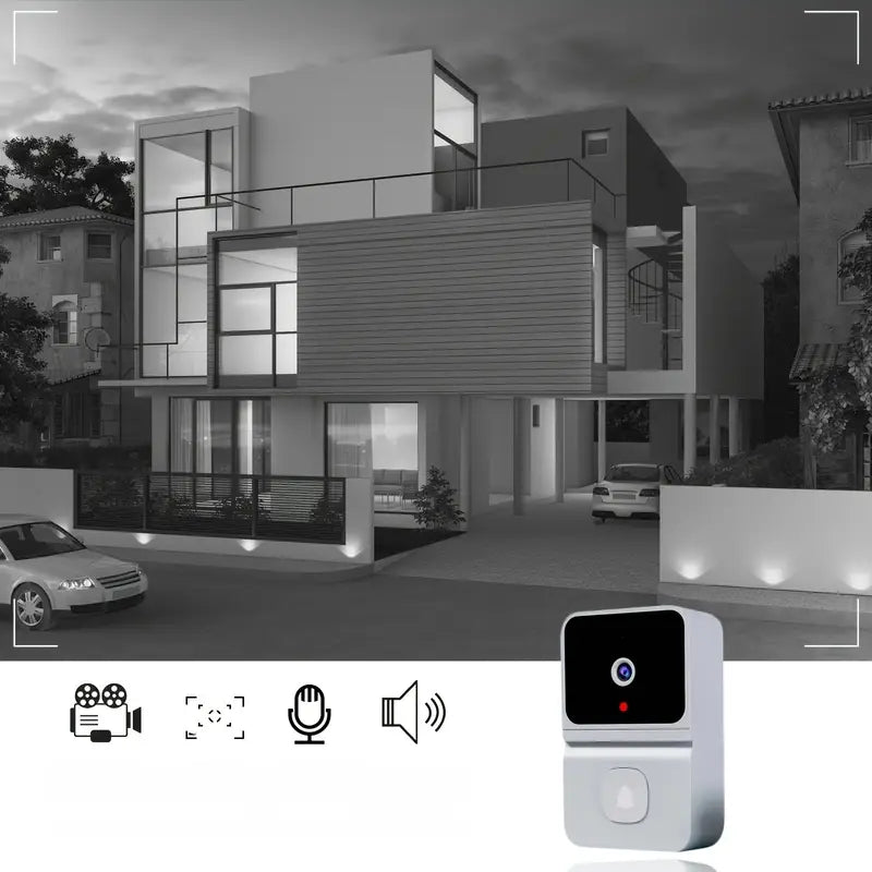 Intelligente WiFi-Türklingel mit eingebautem Akku – Drahtloses Sicherheitssystem, bidirektionale Audioübertragung, Nachtsicht, USB-aufladbar - Max