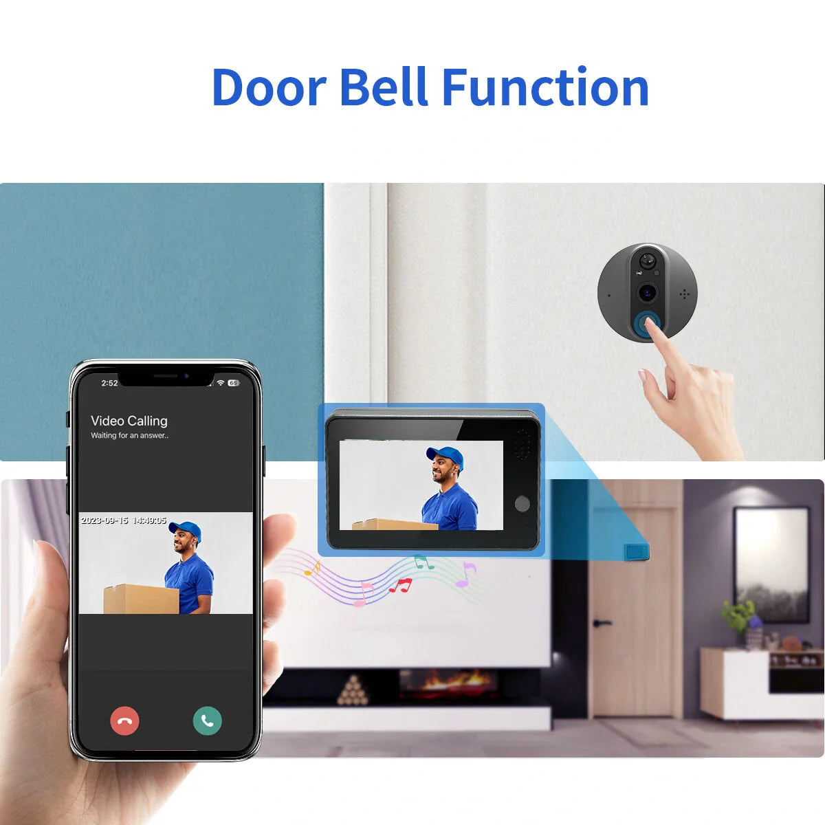 Tuya Smart 1080P WiFi Türklingel Kamera mit 4,3-Zoll-Display, Gegensprechfunktion, Nachtsicht und Home Security Viewer