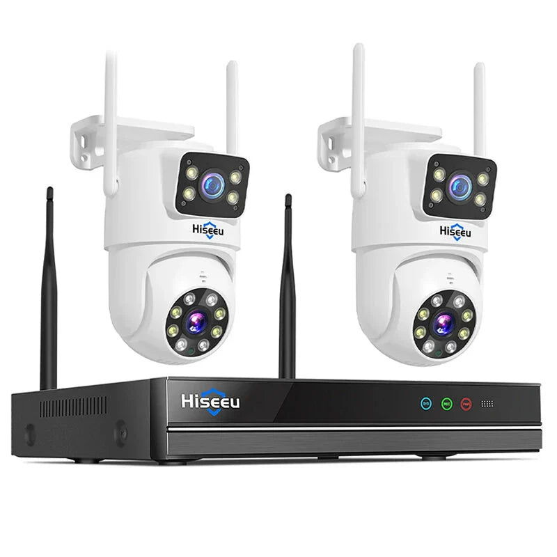 Hiseeu 6MP Dual-Lens WiFi-Sicherheitskamerasystem-Kit, 3K IP-Kameras mit 10CH NVR-Recorder, P2P CCTV-Überwachung