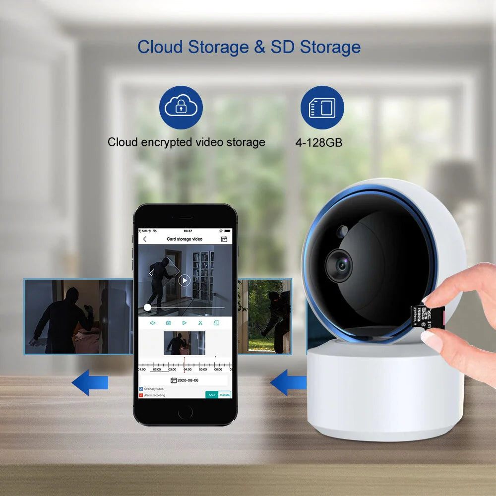 2MP Wireless PTZ Smart Sicherheitskamera - IR Nachtsicht, Bewegungserkennung, Zwei-Wege-Intercom, Fernüberwachung, Alarm, Innenüberwachung
