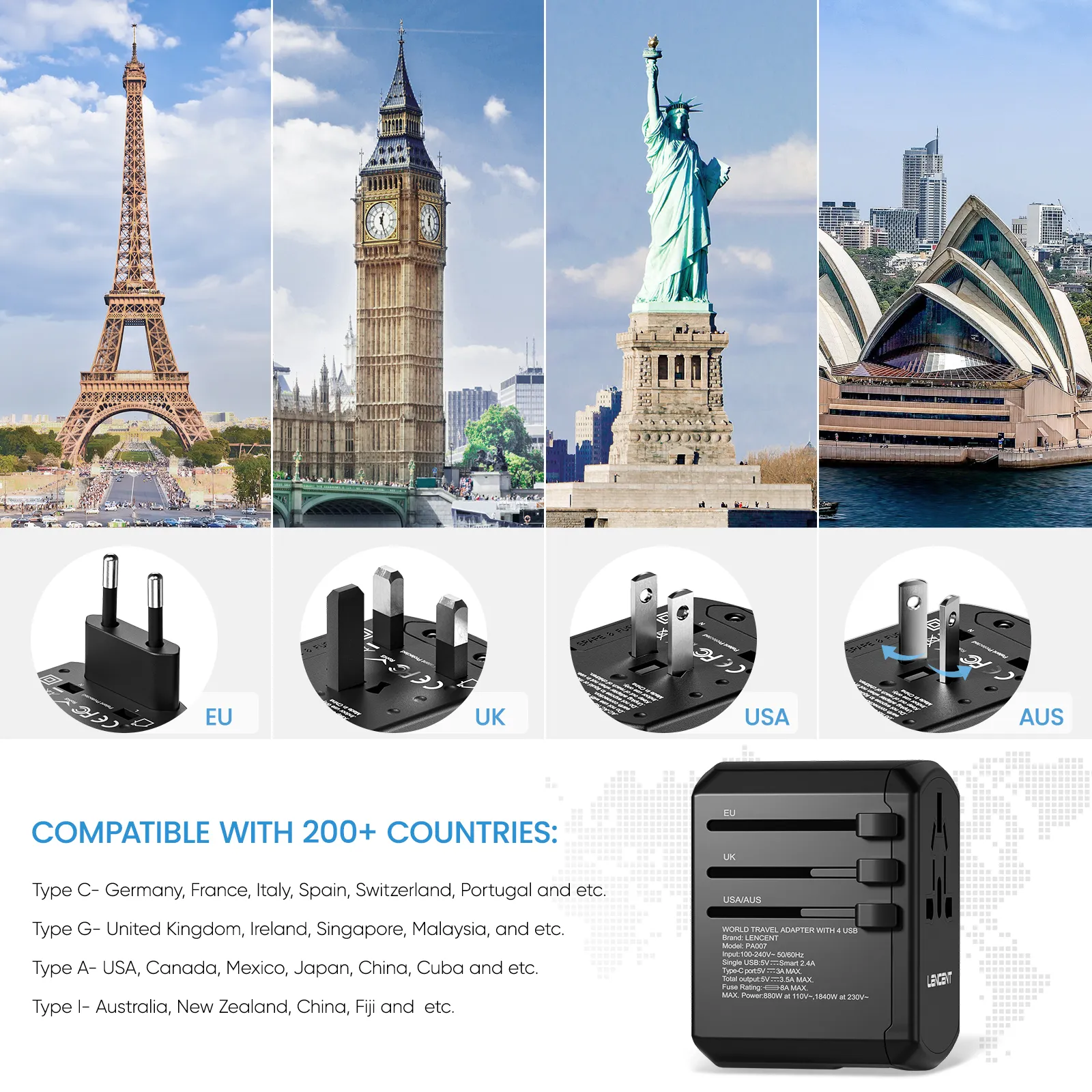 Ultimatives Reise-Power-Hub: All-in-One Universaladapter