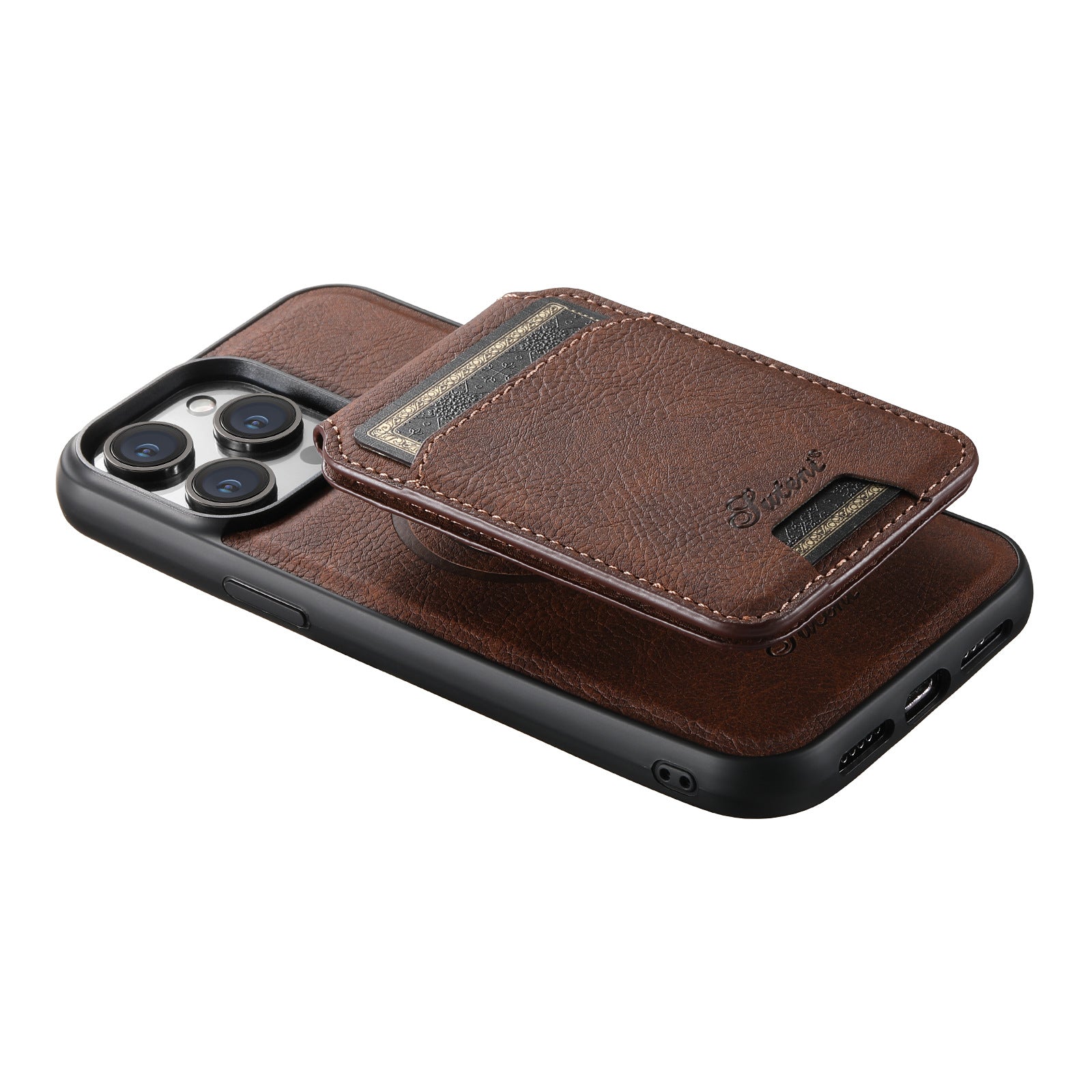 Leder Kartenhalter Telefon Hülle: Magnetischer Stand, Drahtloses Laden (MagSafe Kompatibel)