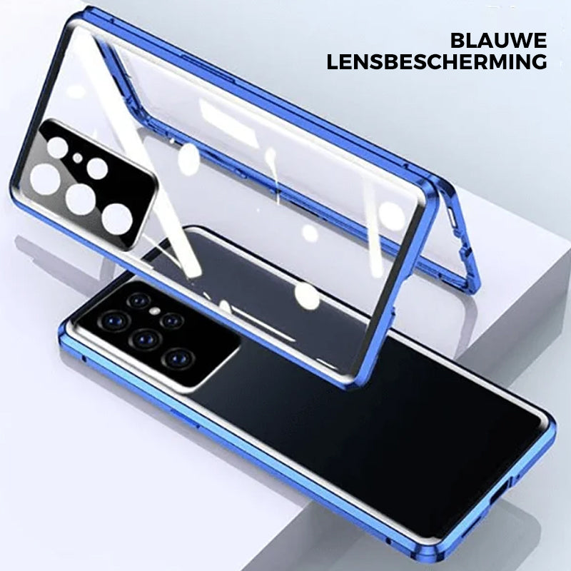 Magnetische gehärtete Glas doppelseitige Handytasche für Samsung