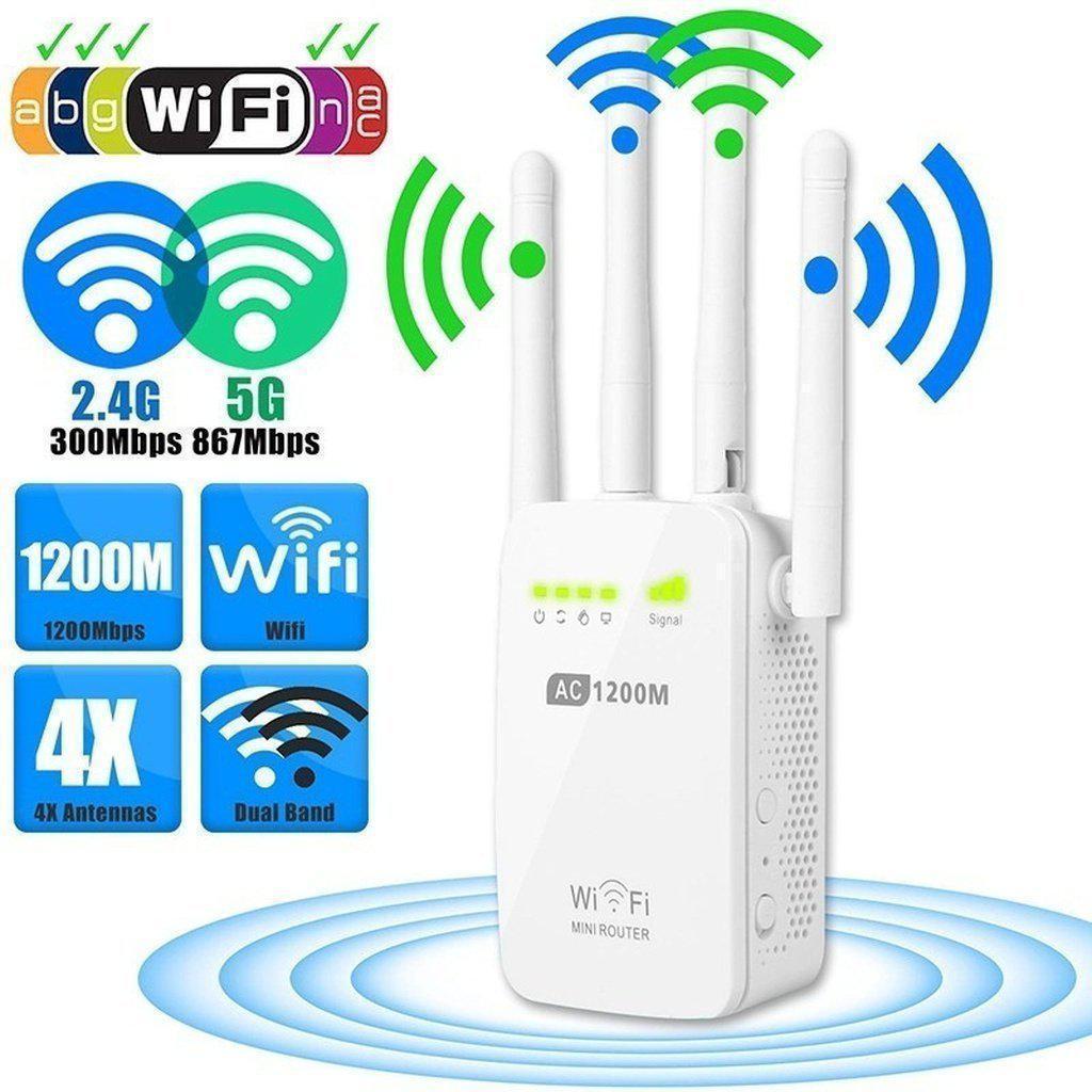 WLAN Repeater Router 300M & 1200M Dual-Band mit WAN/LAN Ports, 2,4 GHz & 5 GHz