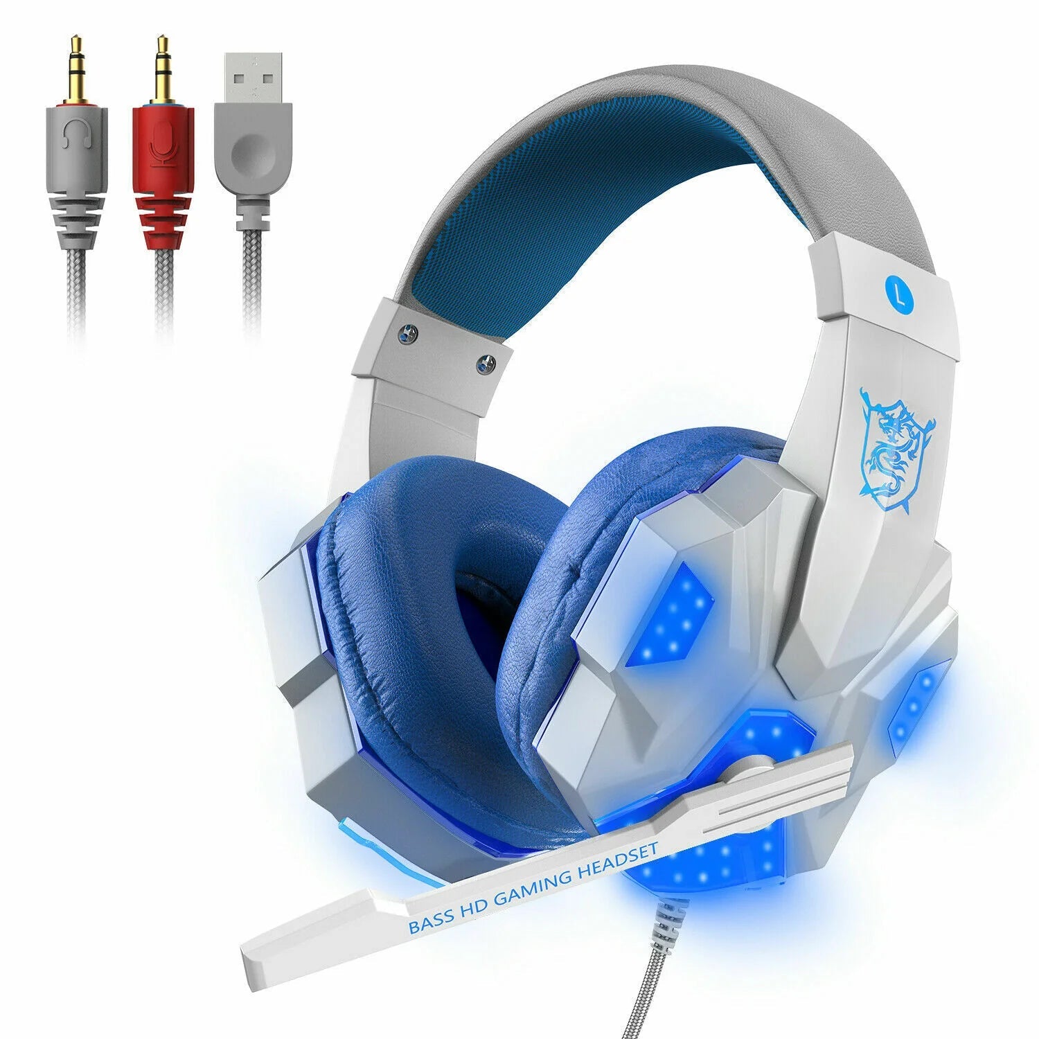 3.5mm Gaming-Headset Mikrophon LED Kopfhörer Stereo Bass Surround Für PC PS4 Xbox One