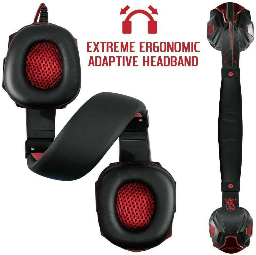 3.5mm Gaming-Headset Mikrophon LED Kopfhörer Stereo Bass Surround Für PC PS4 Xbox One
