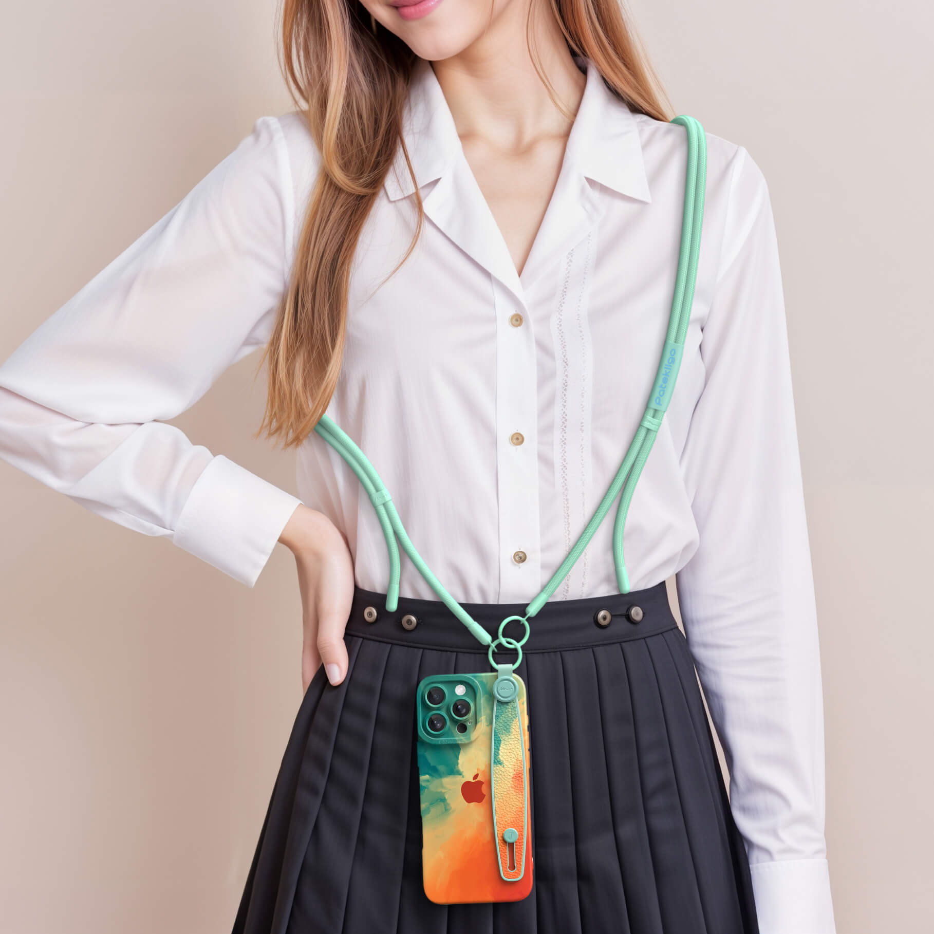 Grün Orange | Multifunktionale Handgelenktasche für iPhone-Serie