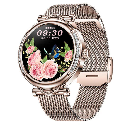Zelara - Luxus Diamanten Zifferblatt Multifunktional Runde Smart Uhren