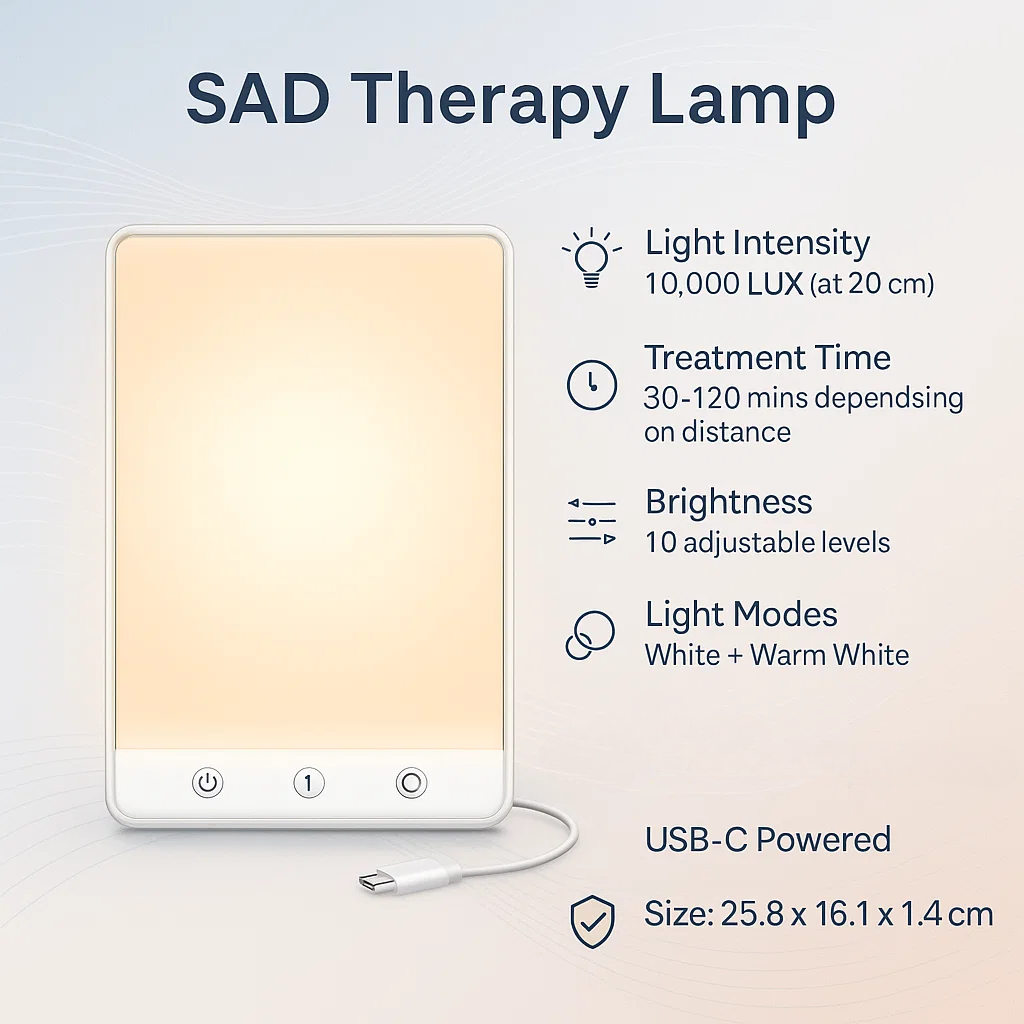 SAD Therapie Lampe | Lichttherapie für saisonale affektive Störung, Stimmungserhöhung & Energiebooster