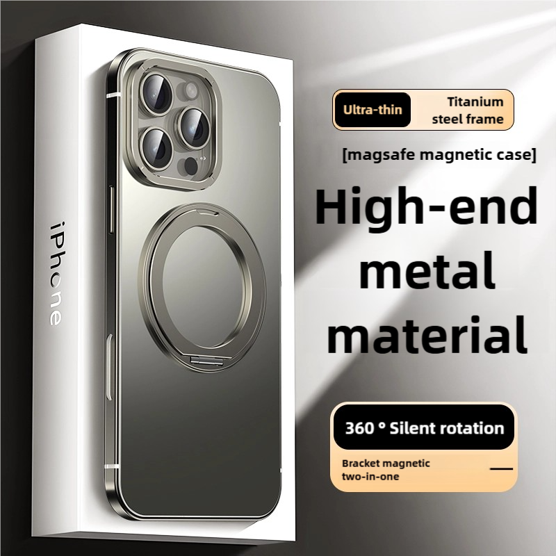 Ultra-dünne Titanstahlrahmen MagSafe Handyhülle mit 360 Silent Rotation für iPhone