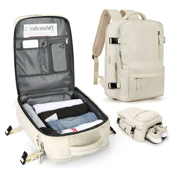 Damen Große Reise-Rucksack – Wasserdichter Wanderrucksack | Diebstahlschutz & USB-Ladung