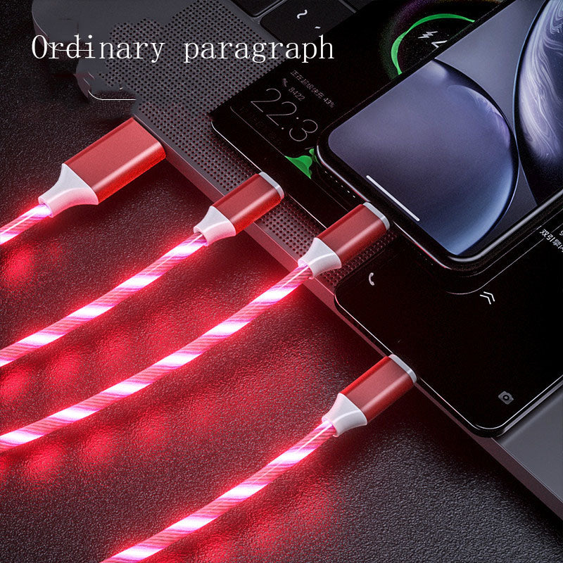3 in 1 Micro USB Typ C Kabel LED fließendes Licht Typ C Chager Kabel Handy Ladekabel