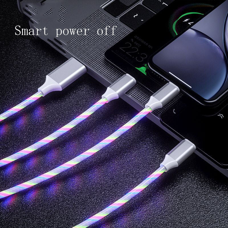 3 in 1 Micro USB Typ C Kabel LED fließendes Licht Typ C Chager Kabel Handy Ladekabel