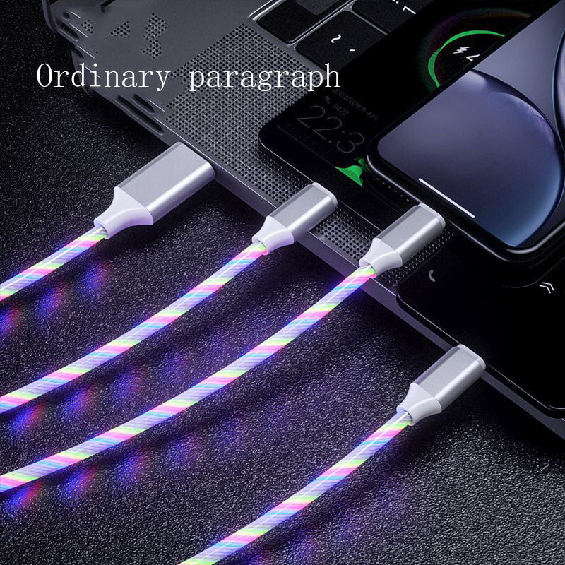 3 in 1 Micro USB Typ C Kabel LED fließendes Licht Typ C Chager Kabel Handy Ladekabel
