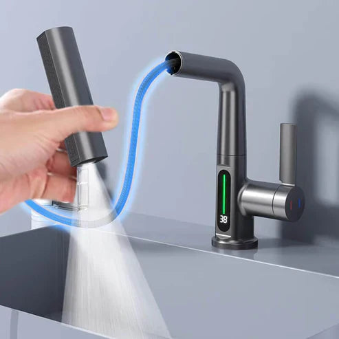 WaterMaster Flexibler LED Küche & Bad Wasserhahn – 360° Schwenkbar, Herausziehbarer Schlauch & 5 Sprühmodi