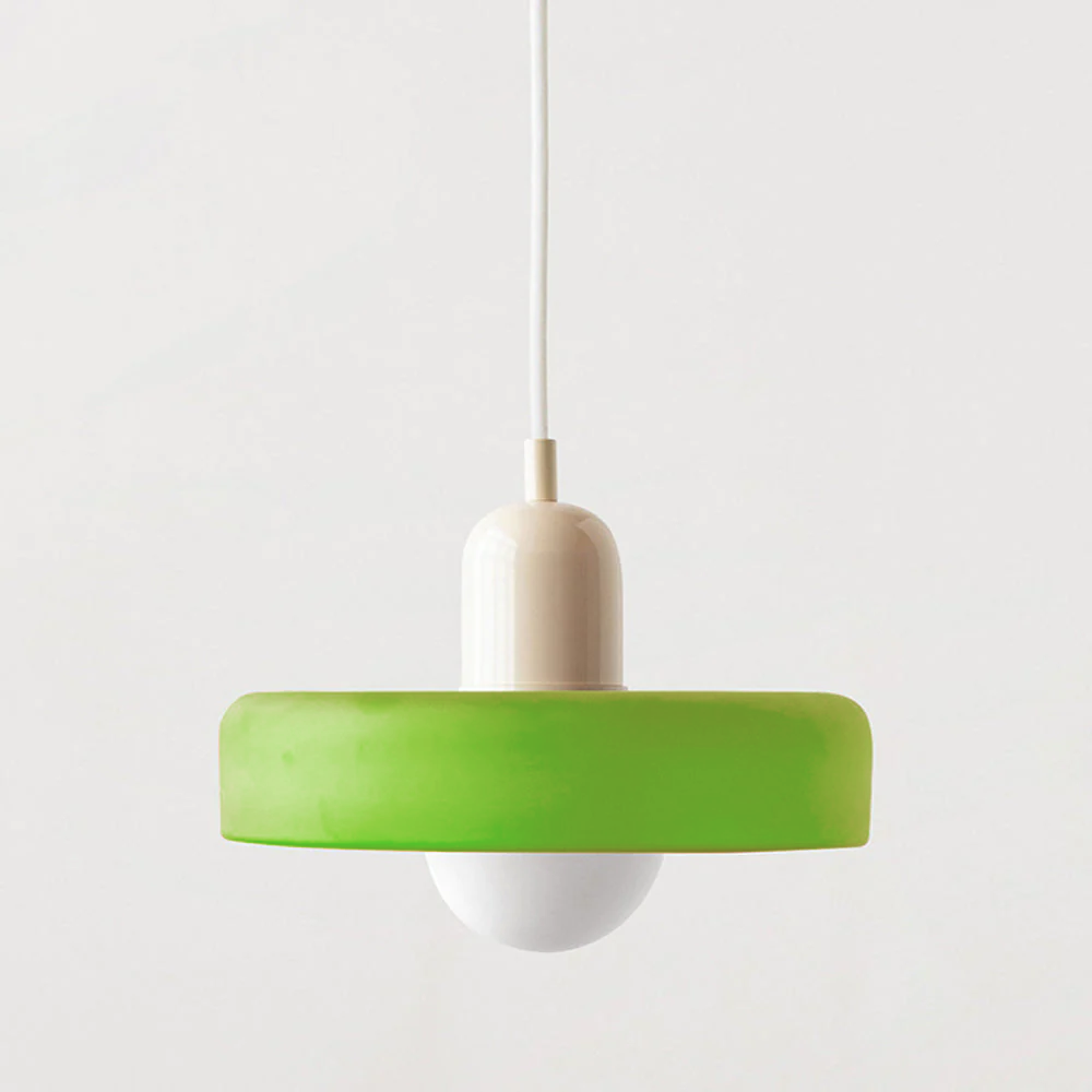 Bauhaus Pendelleuchte aus Farbglas