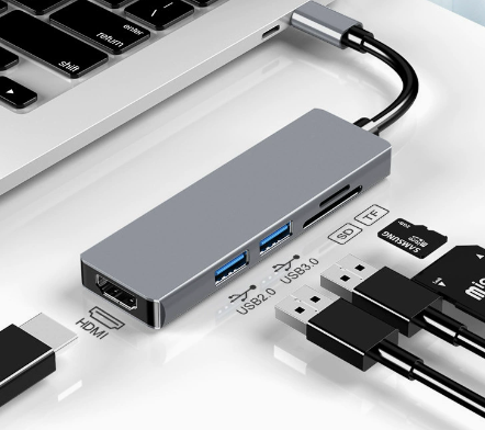 5-in-1-USB-C-Hub: Wesentliche Erweiterung mit HDMI 4K, USB 3.0 und SD-Kartenlesern – SD/MicroSD-Kartenleser – ideal für MacBook, Chromebook und weitere USB-C-Geräte