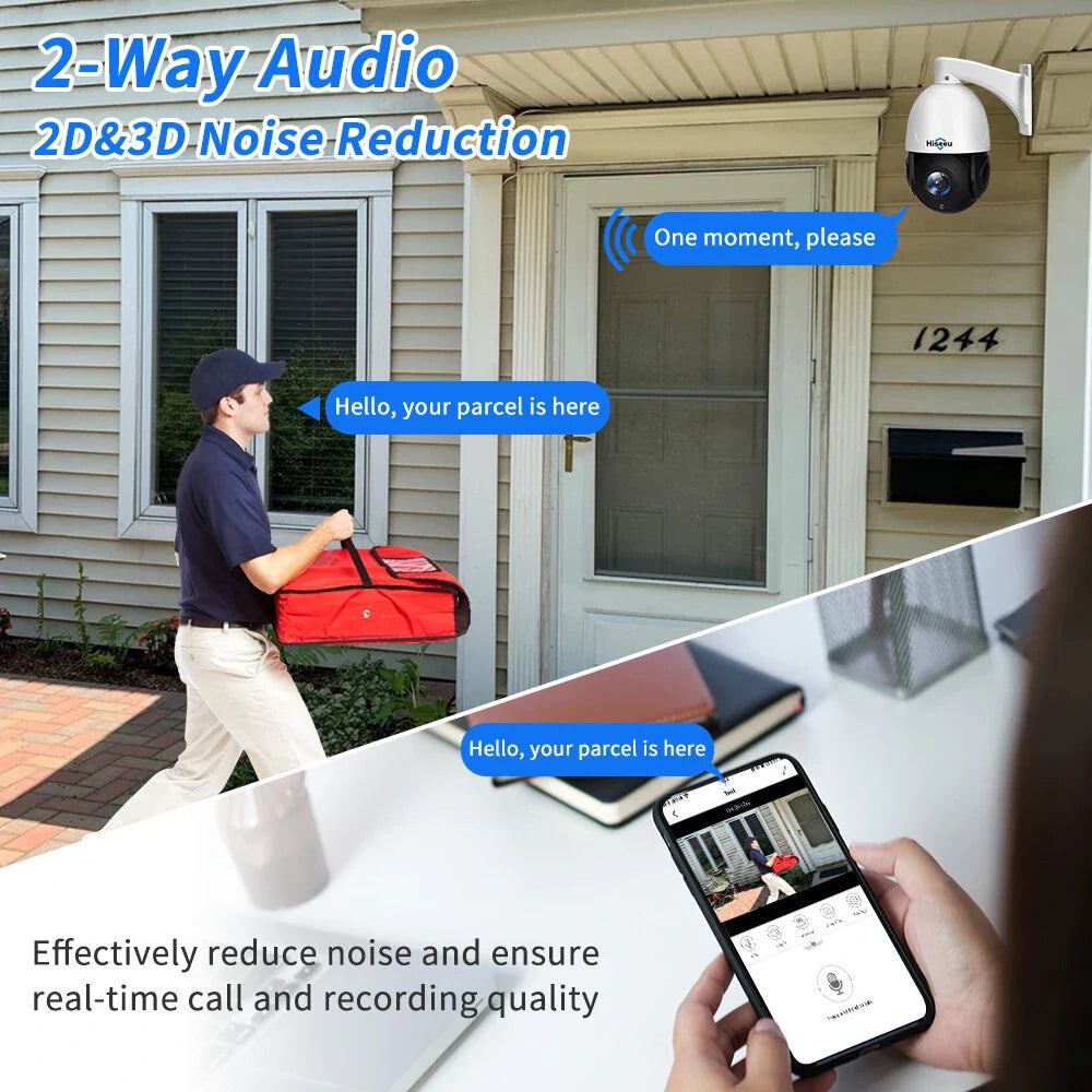 5MP 30X Zoom PTZ POE Außen Sicherheitskamera - Hiseeu wasserdichte CCTV mit 2-Wege Audio & Bewegungserkennung
