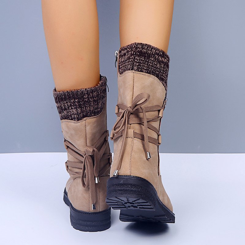 Bequeme Damenstiefel mit niedrigem Absatz und halbhoher Wadenlänge