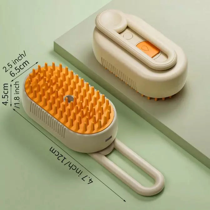 Dampf Haustierbürste mit Sprühfunktion, silikonbeschichtete Borsten & USB wiederaufladbar