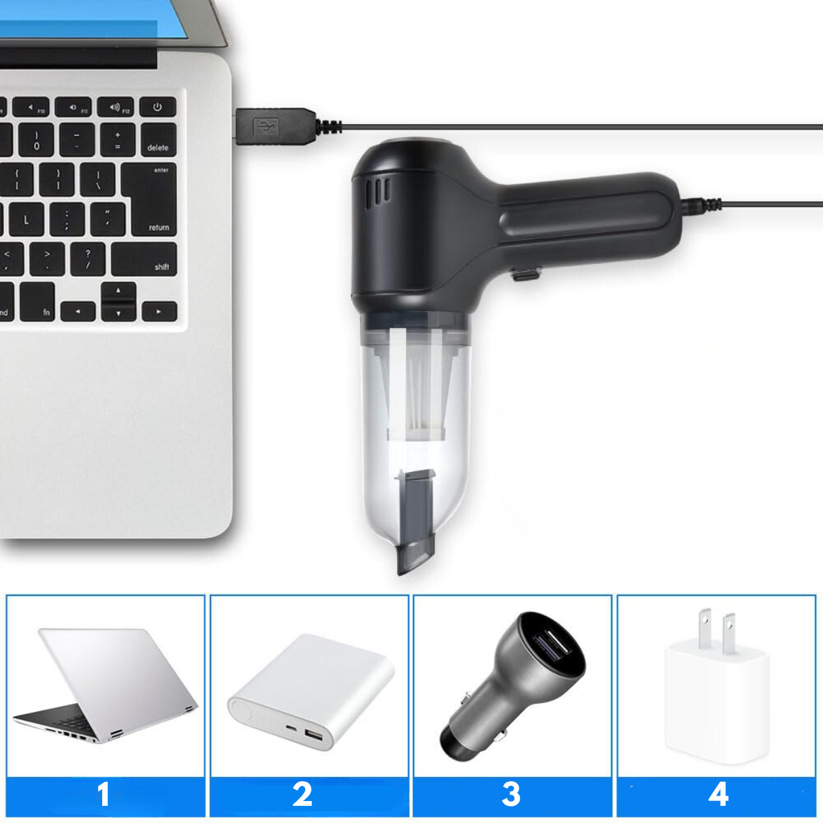 TurboClean Pro™ | Kabelloser Auto-Staubsauger | 12.000 PA Saugkraft & Leise