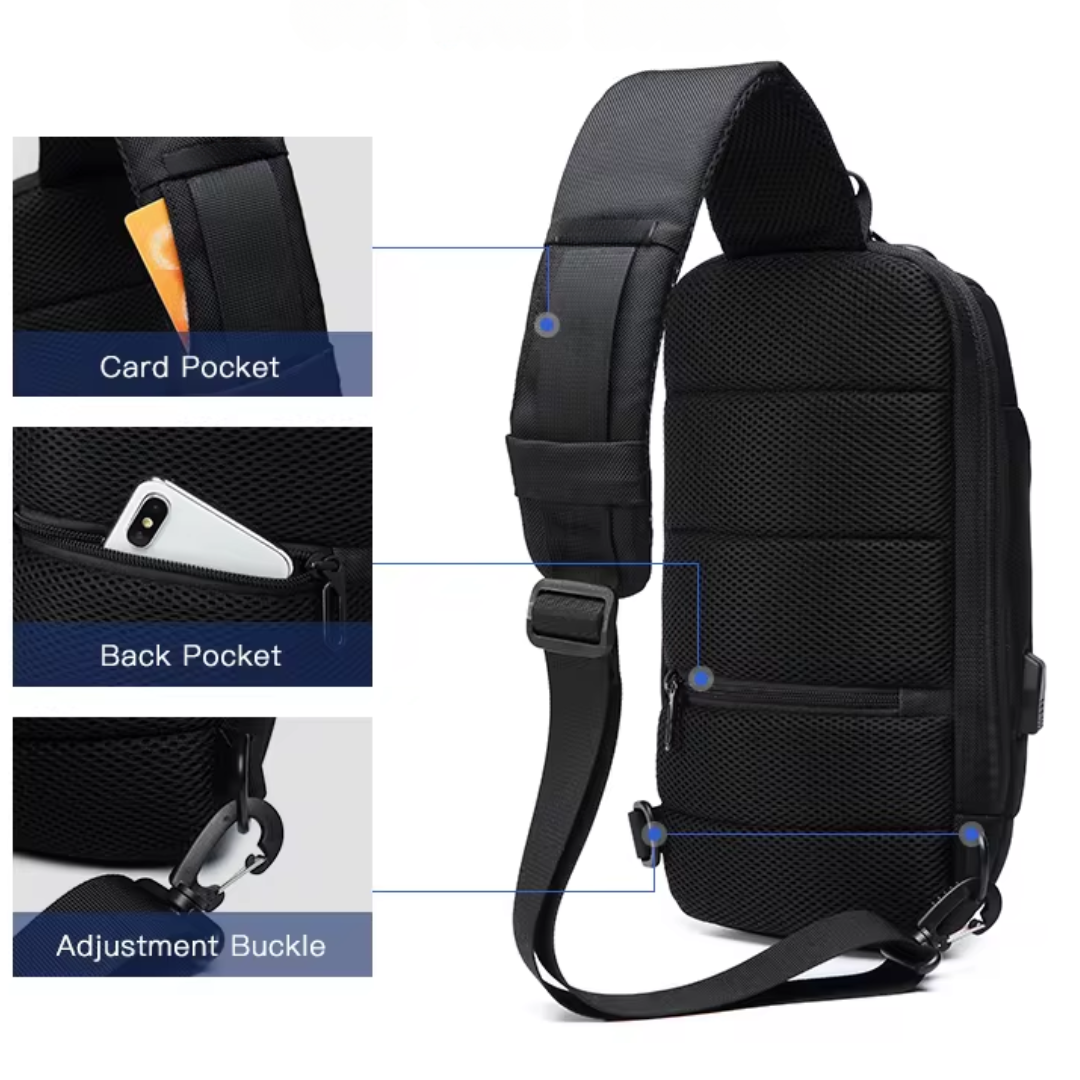 Diebstahlgeschützte Umhängetasche mit USB-Ladegerät – Sicher, Stilvoll und Funktional