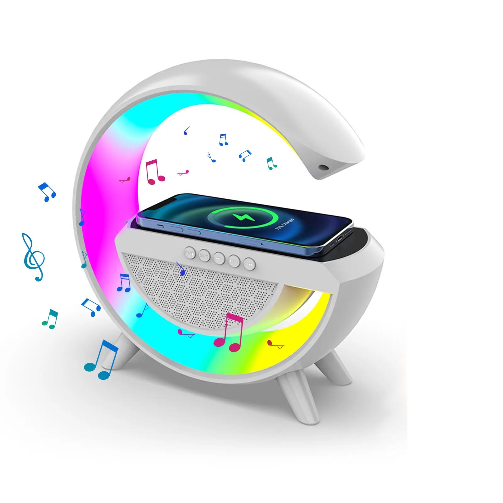4-in-1 Smart Alarm Clock | Stimmungslicht | Bluetooth-Lautsprecher | Drahtloses Ladegerät