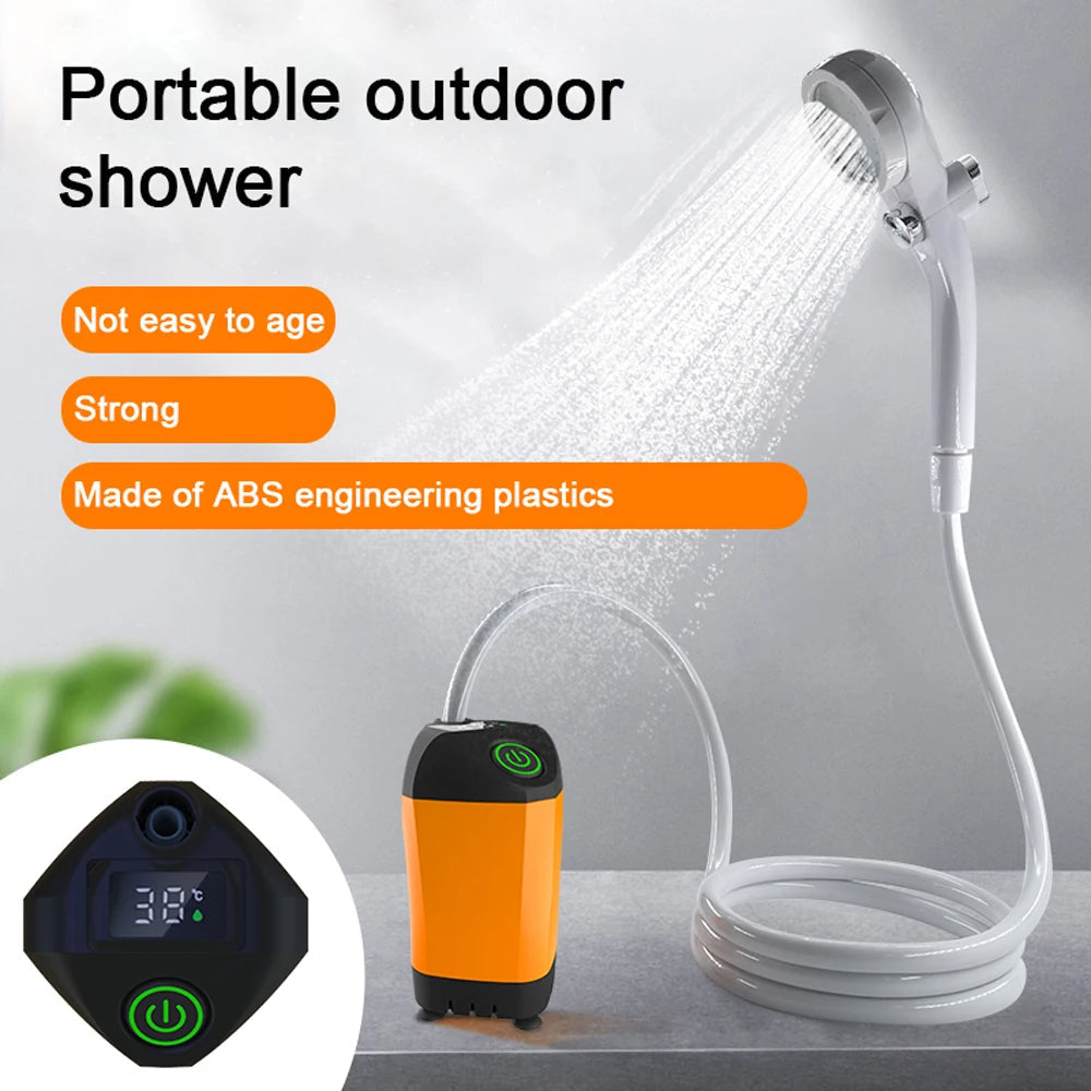 Tragbare elektrische Dusche für Outdoor-Camping mit Temperaturanzeige