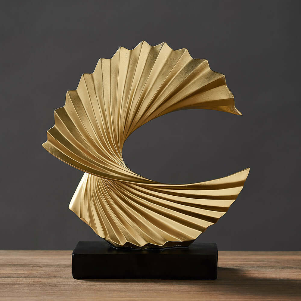 Zelara Skulptur Deko Figur Halbmond Modern Gold Weiß