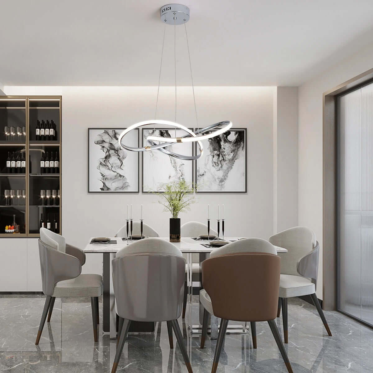 Luxus Pendelleuchte - Chrom & Schwarz