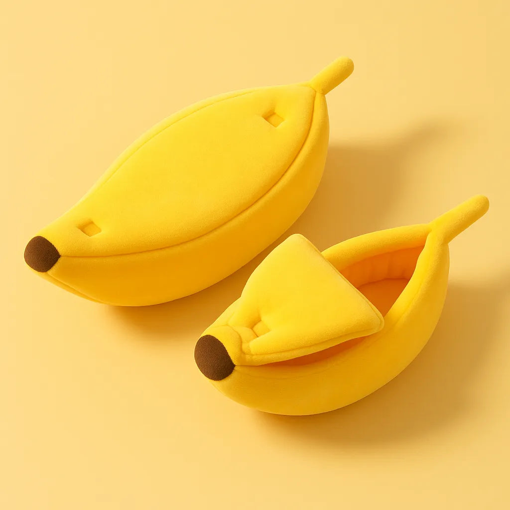 Katzenbett in Bananenform – Weiches Kuschelnest für Geborgenheit & besseren Schlaf