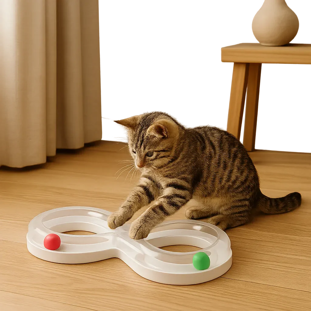 Interaktives Katzenspielzeug mit rollenden Kugeln | Für Wohnungskatzen