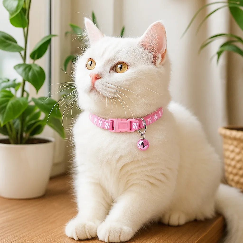 Verstellbares Katzenhalsband mit Glöckchen aus weichem Nylon – stylisch & sicher für Stubentiger