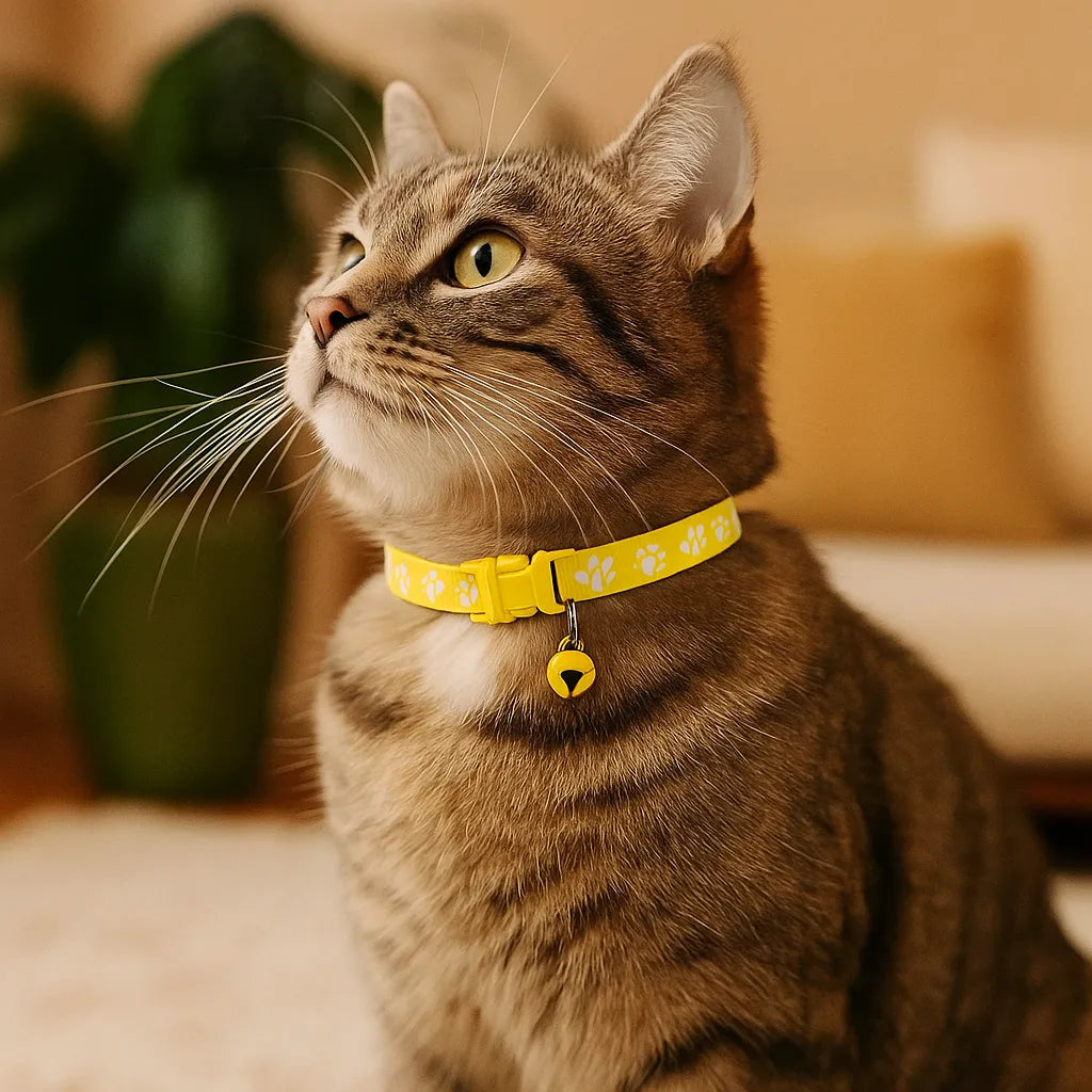Verstellbares Katzenhalsband mit Glöckchen aus weichem Nylon – stylisch & sicher für Stubentiger