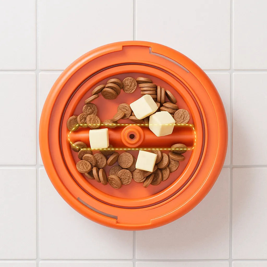 Interaktives Hundespielzeug mit Futterspender gegen Langeweile und Schlingen beim Fressen