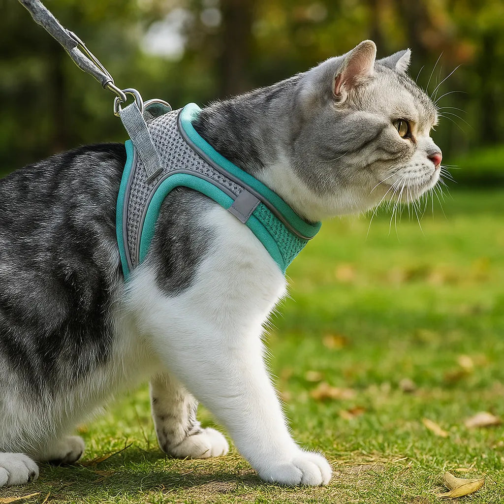 Katzengeschirr mit Leine | Bequem & sicher für Spaziergänge